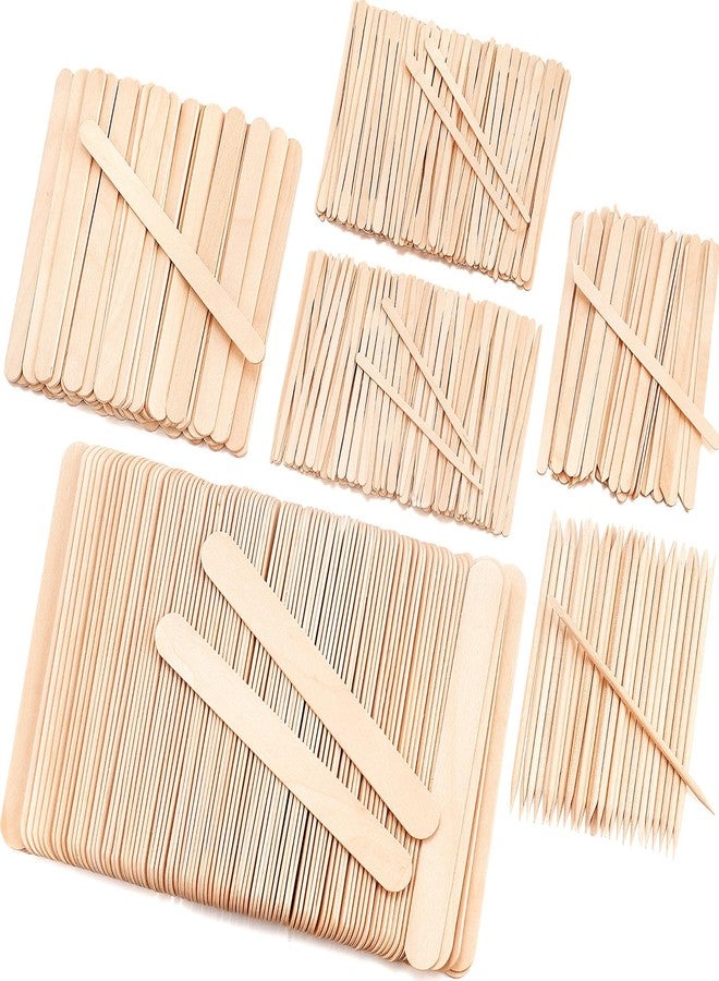EWVVSS 6 Style 500 Pcs Wax Sticks Assorted Wax Applicator Sticks For Body Legs Face With Small Medium Large Sizes Wood Popsicle Sticks For Waxing Or Craft Sticks - Image 1